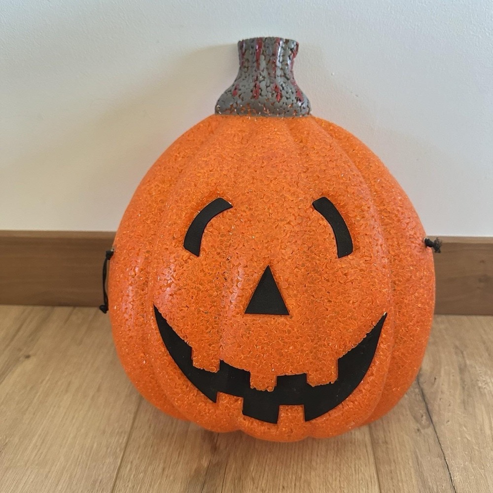 PUMPKIN Melted Plastic Jelly Popcorn Jack-O-Lantern Halloween Porch Light Cover